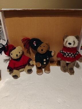 Plush Bear Trio in Red and Green Knit Sweaters - Kids Toys